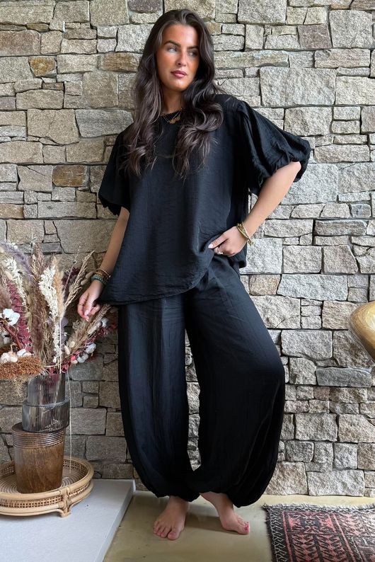 Randles Puff Sleeve Blouse Black